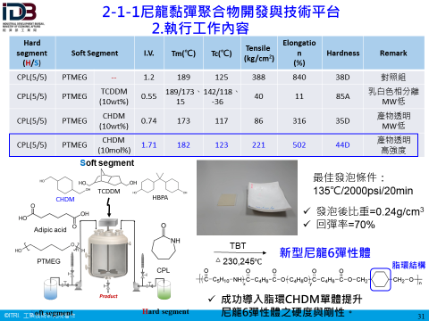 尼龍黏彈聚合物開發與技術平台(執行工作內容表格)(詳如附件檔案內文)